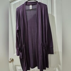 Elegant Purple Open Front Cardigan